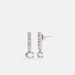 NWT Coach Signature Pave Bar Stud Earrings